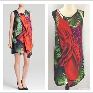 Clover Canyon Dress Saffron Sash asymmetric palm tropical dress